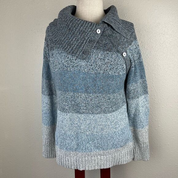 Sag Harbor Button Up Cowl Neck Sweater Top Size M EUC - Picture 1 of 6